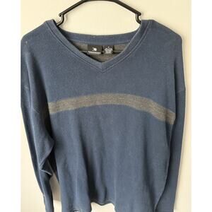 Vintage 90s Consensus Sportswear Mens Dark Navy Striped Crewneck Sweater XL